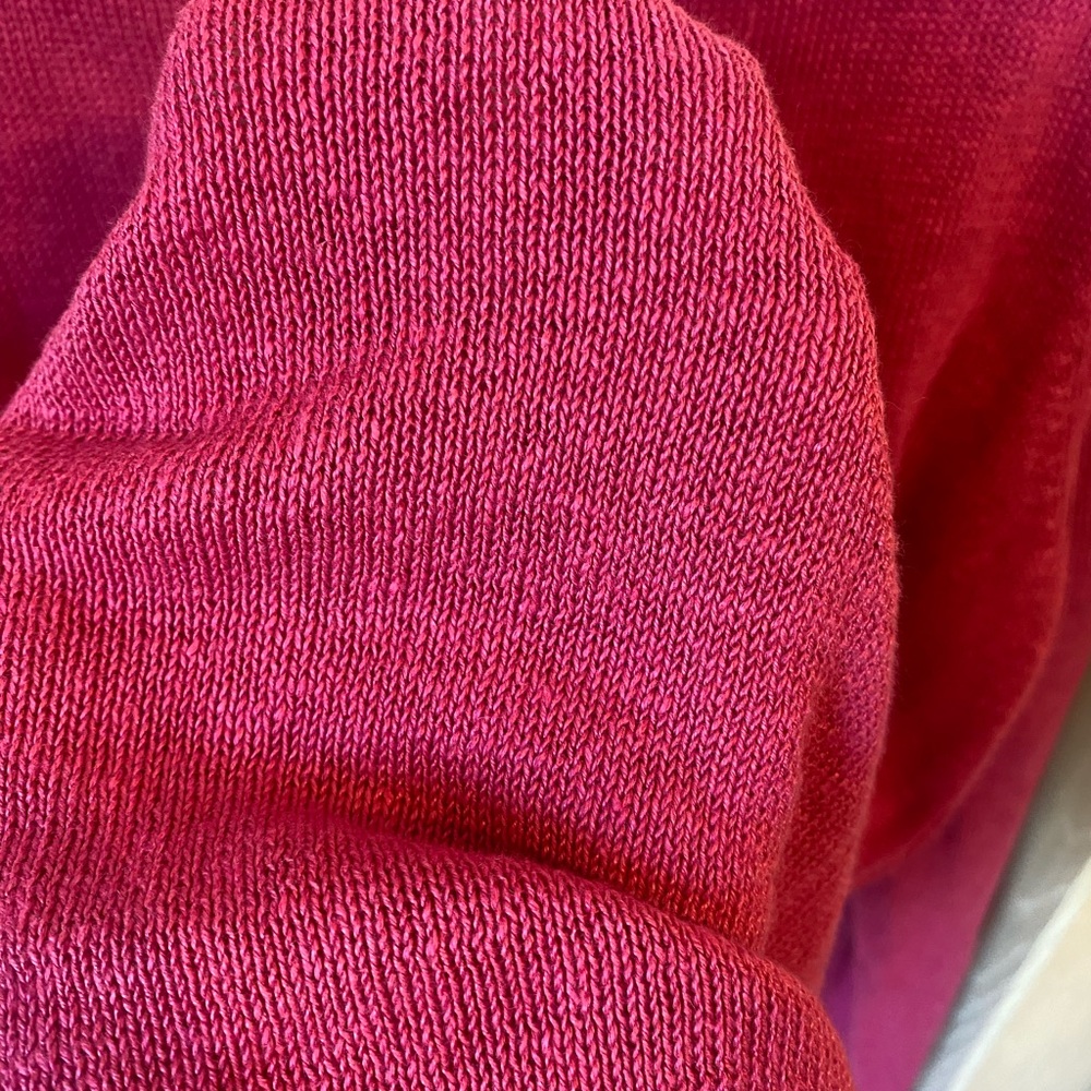 Eileen Fisher Sz L Hot Pink Round Neck 100% Linen Knit Sweater Top - Picture 7 of 9
